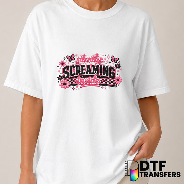 Silently Screaming Inside – Mental Health Awareness DTF Transfer (view 1 of 2) – by Perfect DTF Transfers – Premade DTF Tr...