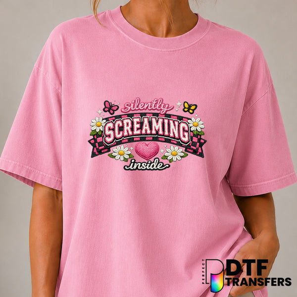 Silently Screaming Inside – Mental Health Awareness DTF Transfer (view 2 of 2) – by Perfect DTF Transfers – Premade DTF Tr...