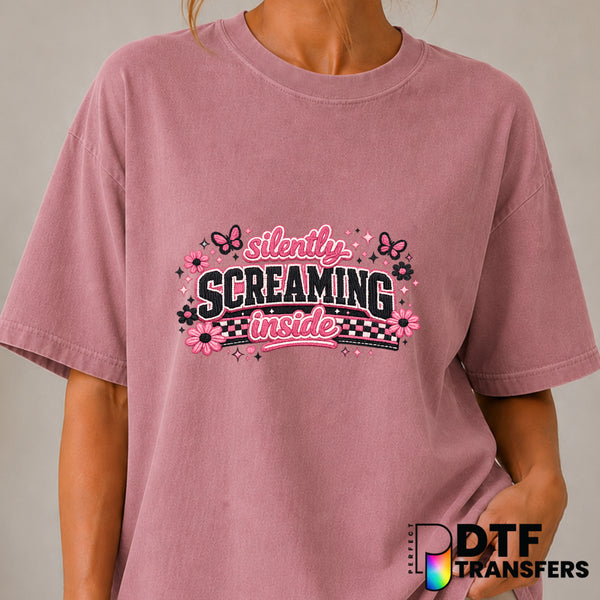 Silently Screaming Inside – Mental Health Awareness DTF Transfer (view 2 of 2) – by Perfect DTF Transfers – Premade DTF Tr...