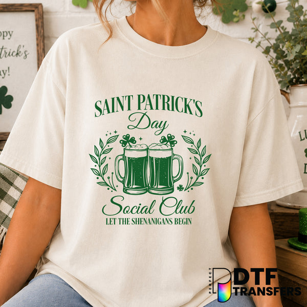 ST PATRICK'S DAY SOCIAL CLUB BEER & GOOD CHEER – St. Patrick's Day DTF Transfer (view 1 of 2) – by Perfect DTF Transfers –...