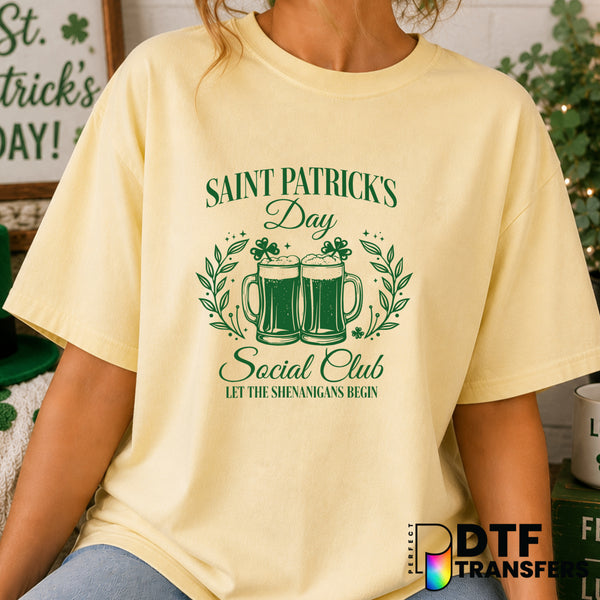 ST PATRICK'S DAY SOCIAL CLUB BEER & GOOD CHEER – St. Patrick's Day DTF Transfer (view 2 of 2) – by Perfect DTF Transfers –...