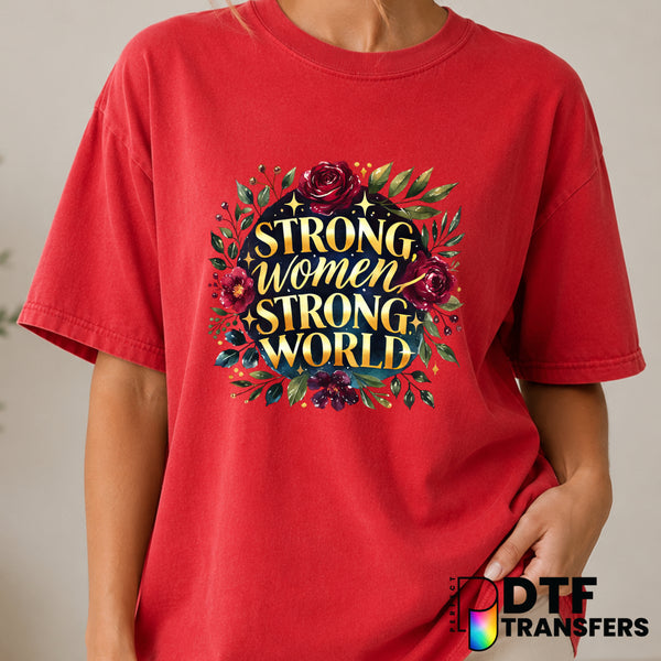 Strong Women Strong World – Women Empowerment DTF Transfer (view 1 of 2) – by Perfect DTF Transfers – Premade DTF Transfer...