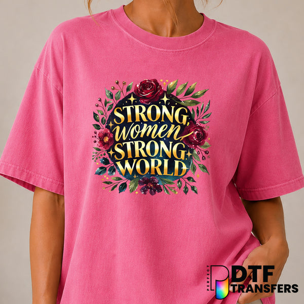 Strong Women Strong World – Women Empowerment DTF Transfer (view 2 of 2) – by Perfect DTF Transfers – Premade DTF Transfer...