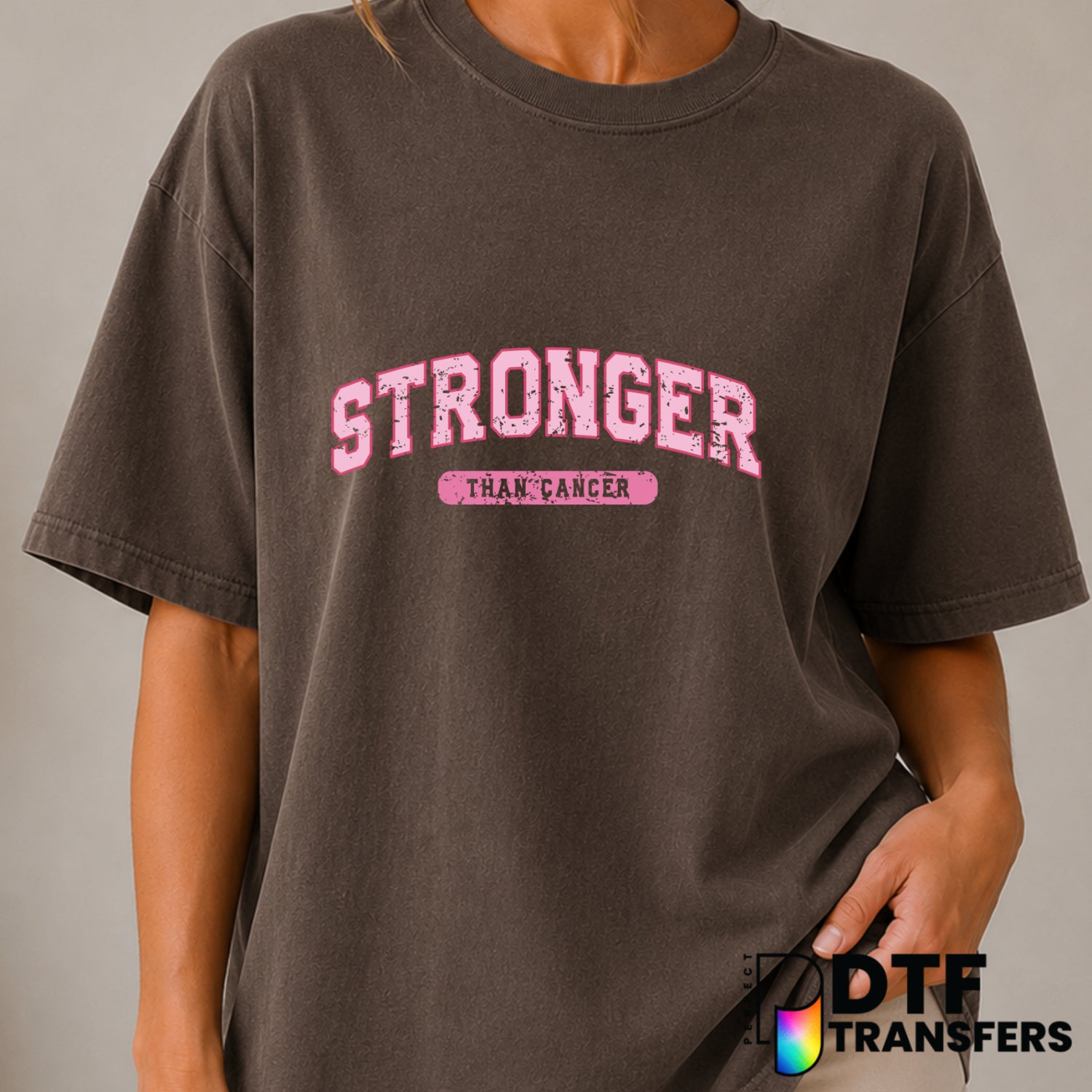 Stronger Than Cancer – Cancer Awareness DTF Transfer (view 1 of 2) – by Perfect DTF Transfers – Premade DTF Transfers – Ca...