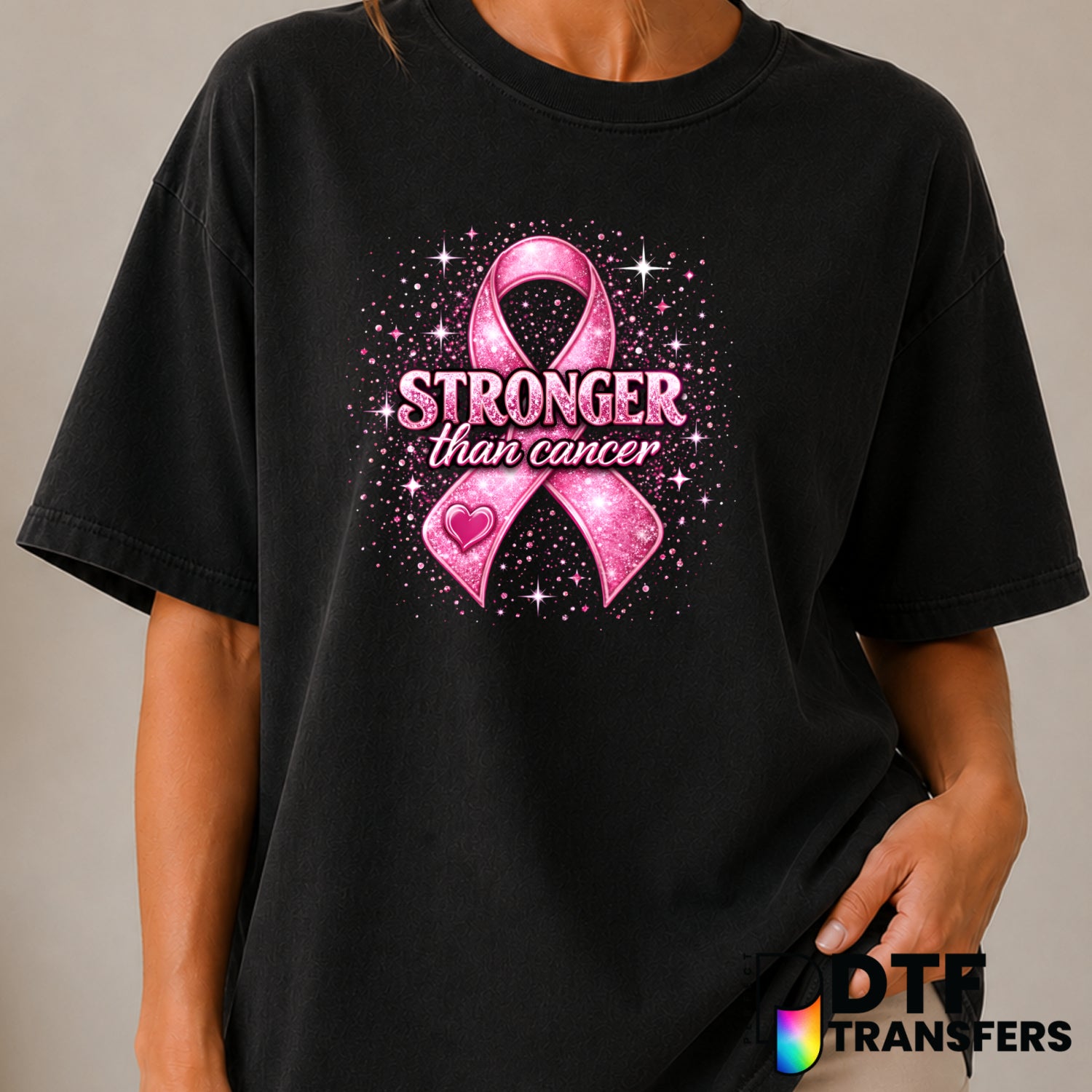 Stronger Than Cancer – Cancer Awareness DTF Transfer (view 1 of 2) – by Perfect DTF Transfers – Premade DTF Transfers – Ca...