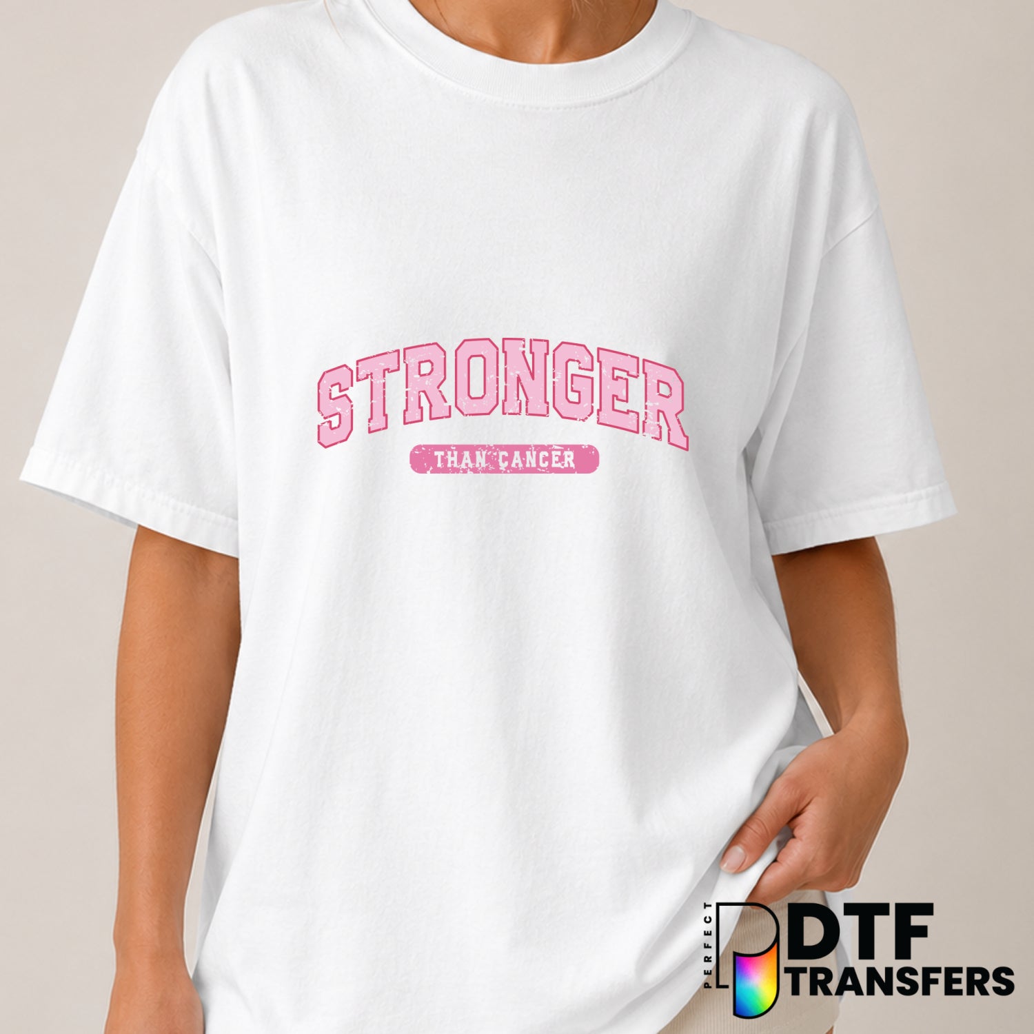 Stronger Than Cancer – Cancer Awareness DTF Transfer (view 2 of 2) – by Perfect DTF Transfers – Premade DTF Transfers – Ca...
