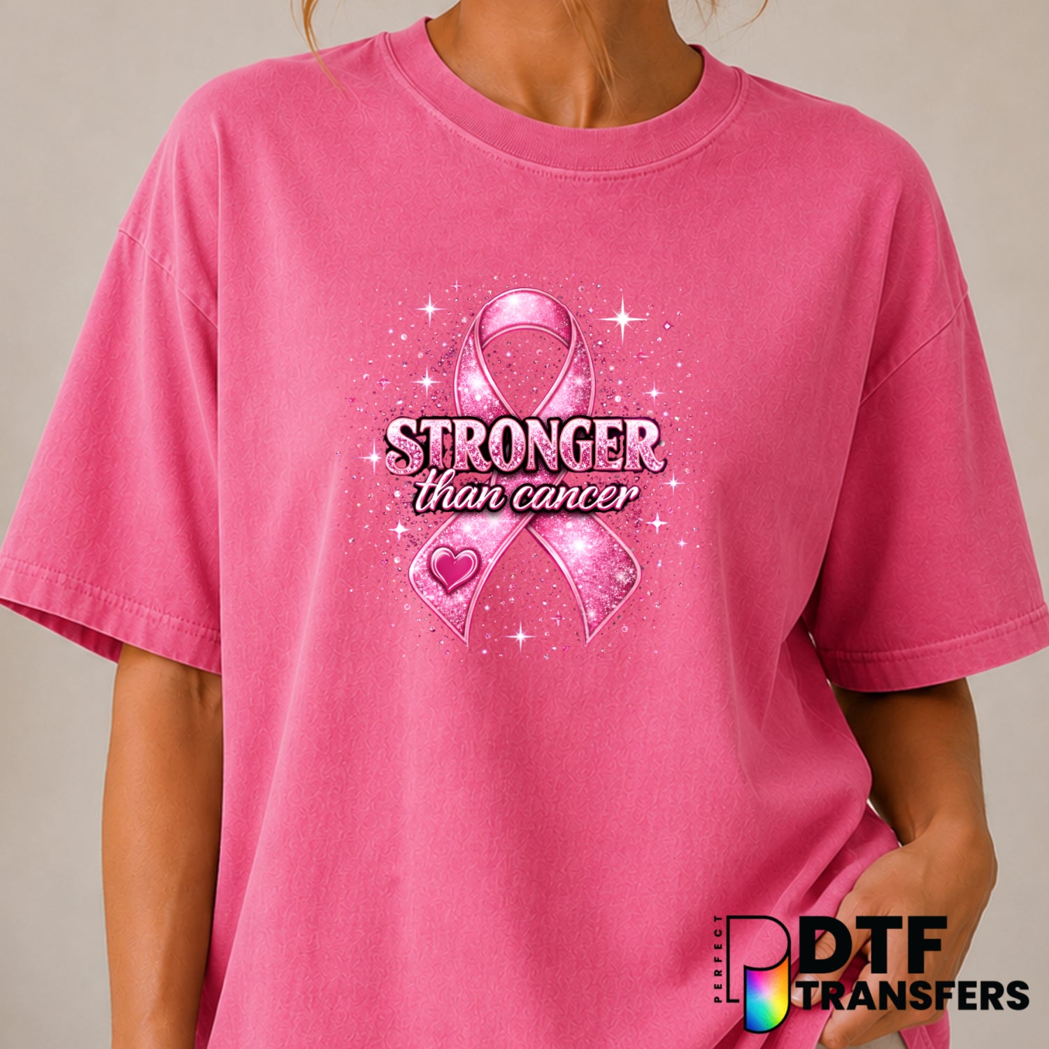 Stronger Than Cancer – Cancer Awareness DTF Transfer (view 2 of 2) – by Perfect DTF Transfers – Premade DTF Transfers – Ca...