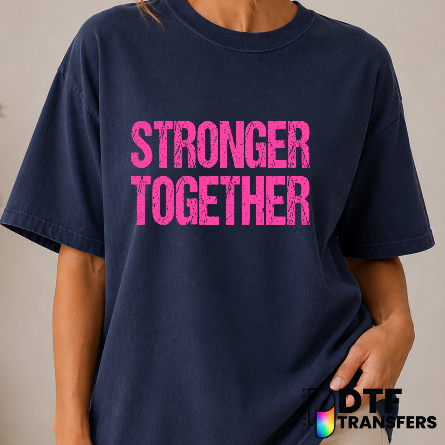 Stronger Together – Cancer Awareness DTF Transfer (view 2 of 2) – by Perfect DTF Transfers – Premade DTF Transfers – Cance...