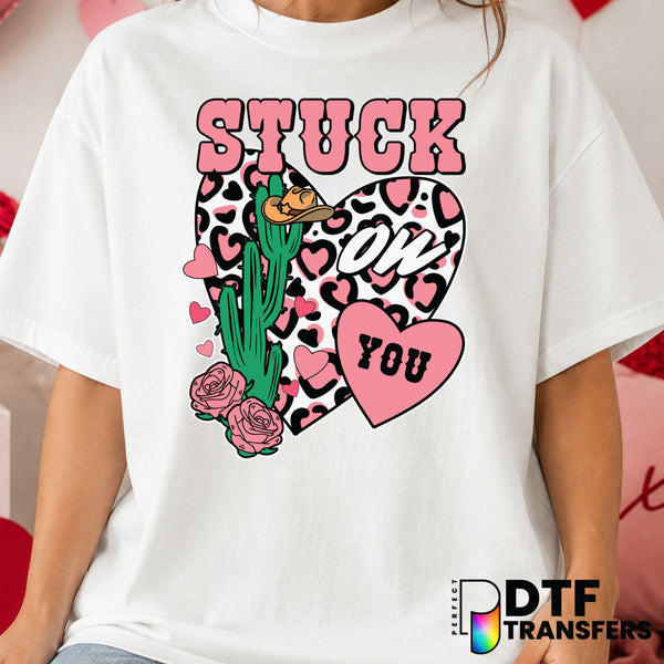 Stuck on You Leopard Heart Western Cactus – Valentine's Day DTF Transfer (view 2 of 2) – by Perfect DTF Transfers – Premad...