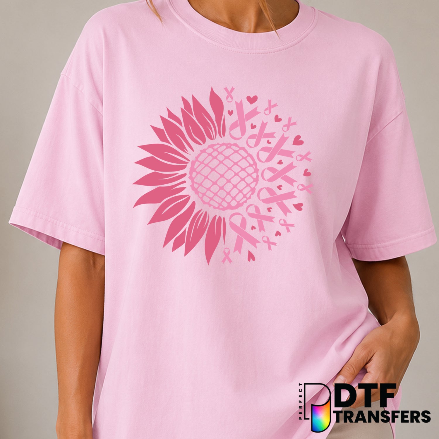 Sunflower Awareness Ribbon Heart – Cancer Awareness DTF Transfer (view 2 of 2) – by Perfect DTF Transfers – Premade DTF Tr...