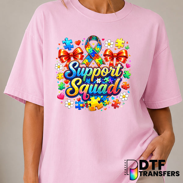 Support Squad – Autism Awareness DTF Transfer (view 1 of 2) – by Perfect DTF Transfers – Premade DTF Transfers – Autism Aw...