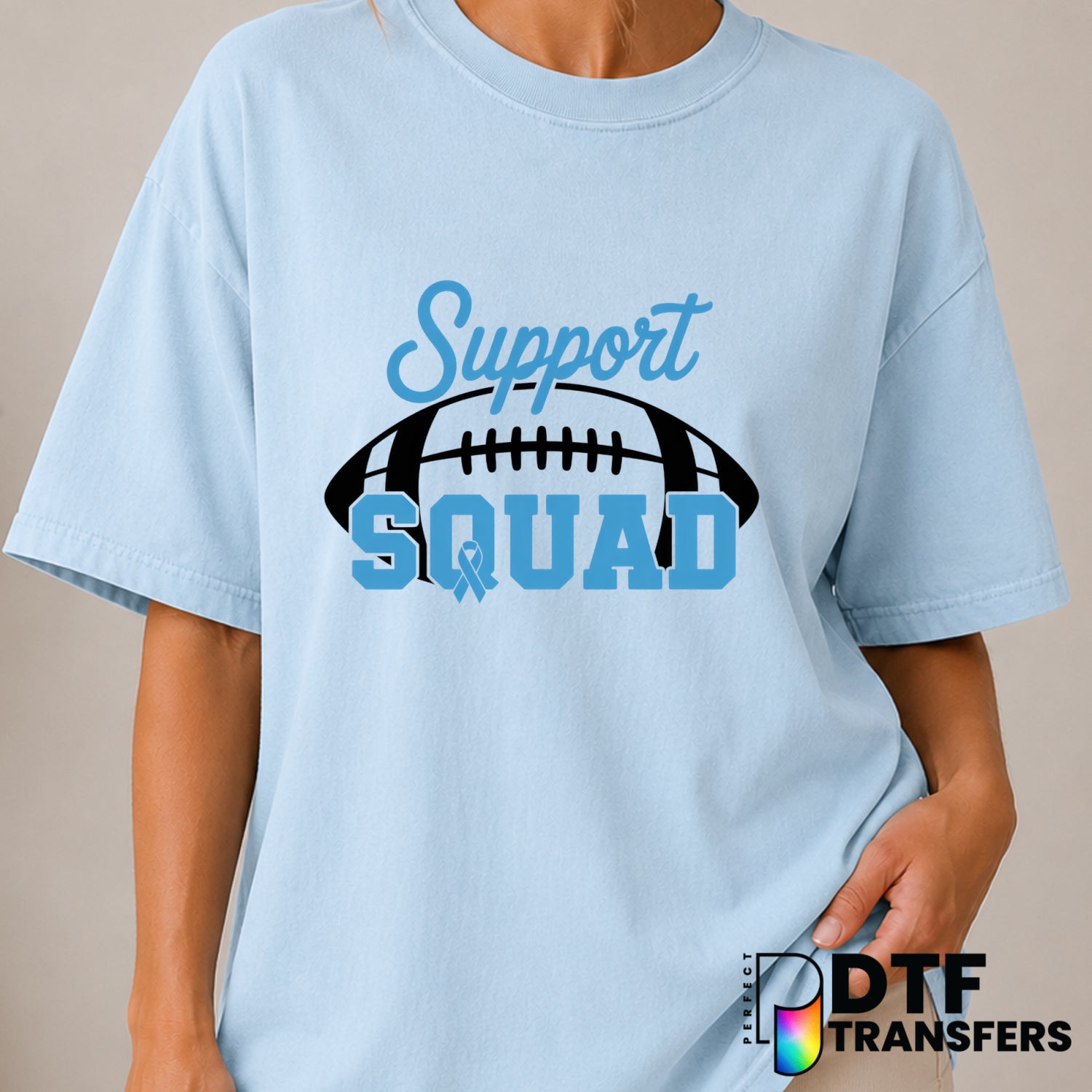 Support Squad Football Diabetes Awareness Ribbon – Diabetes Awareness DTF Transfer (view 1 of 2) – by Perfect DTF Transfer...