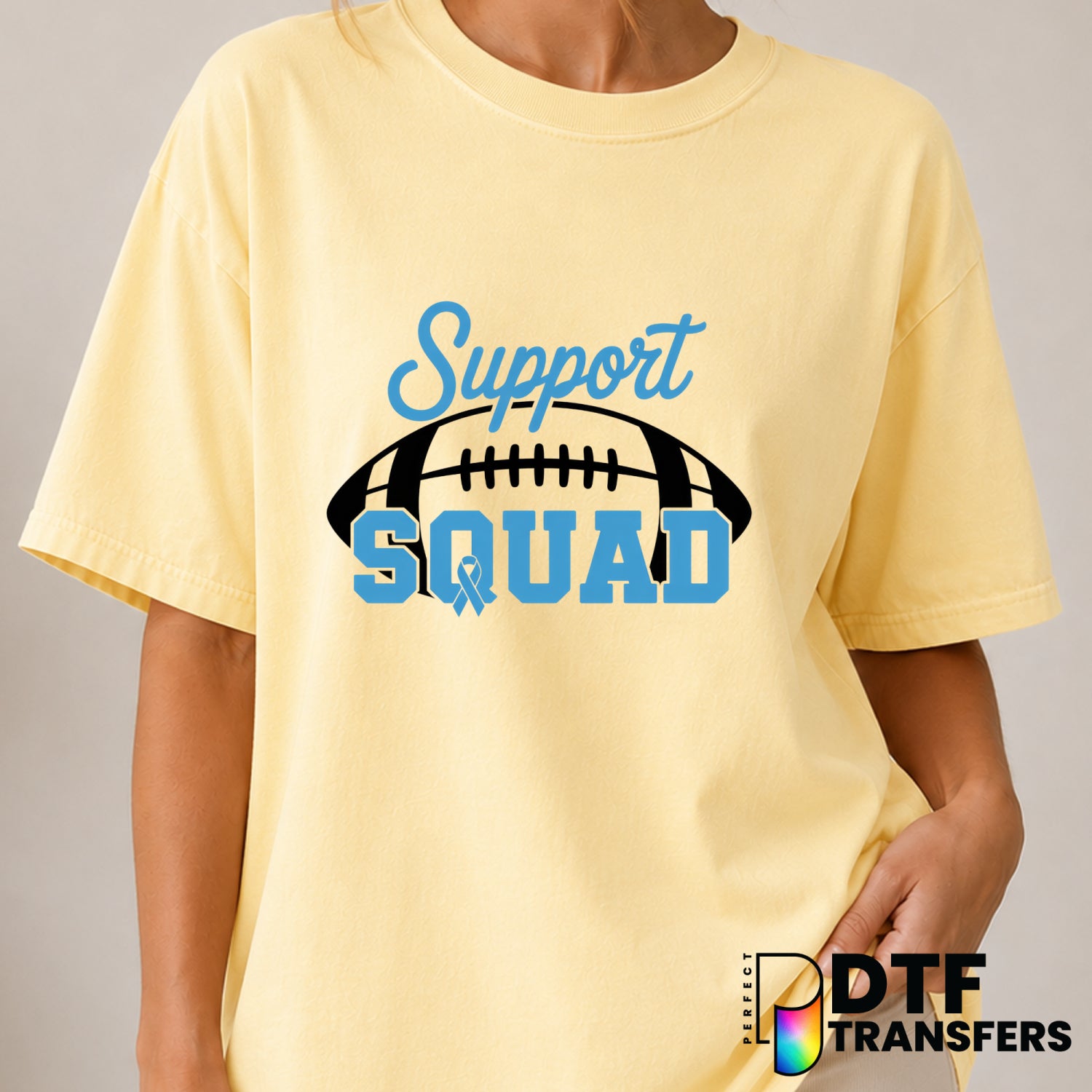 Support Squad Football Diabetes Awareness Ribbon – Diabetes Awareness DTF Transfer (view 2 of 2) – by Perfect DTF Transfer...
