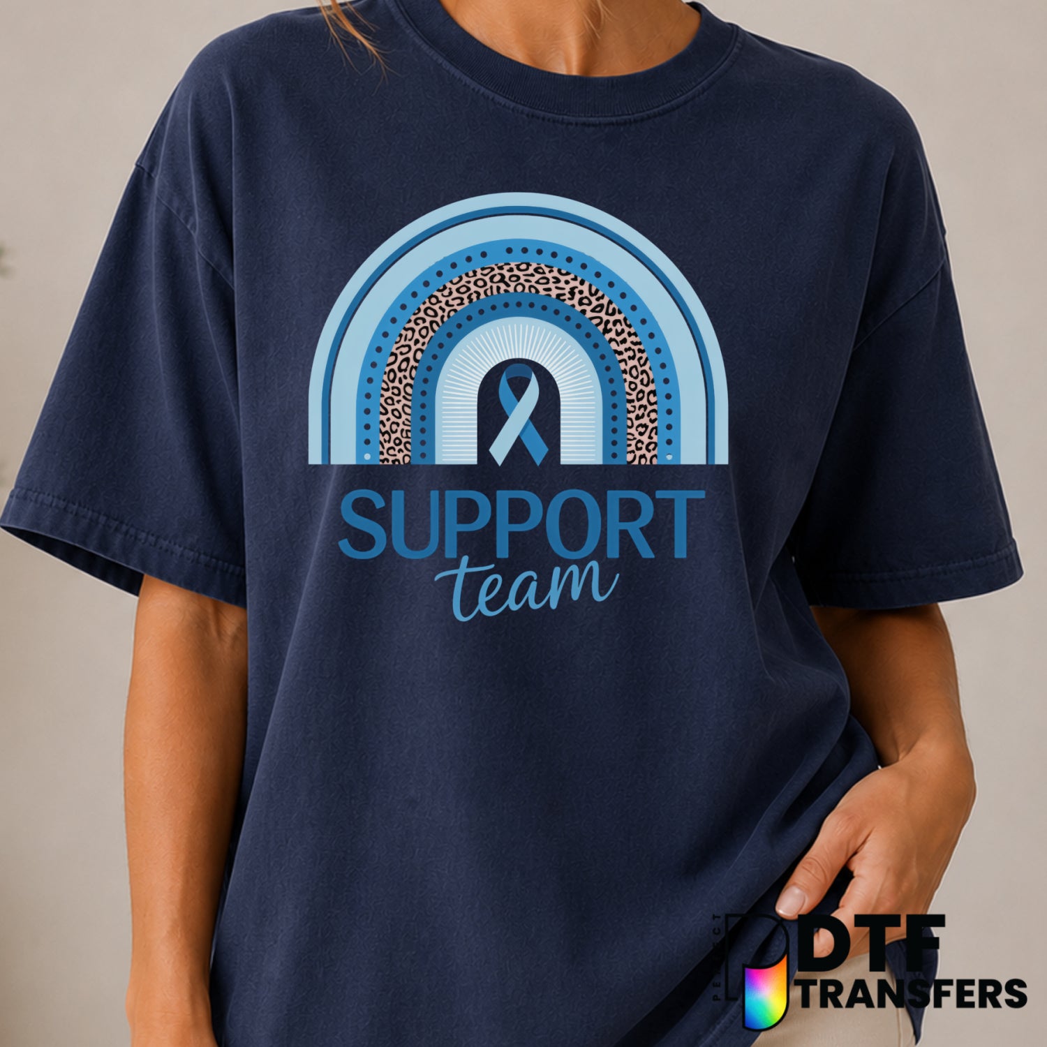 Support Team Diabetes Awareness Leopard Rainbow – DTF Transfer (view 1 of 2) – by Perfect DTF Transfers – Premade DTF Tran...
