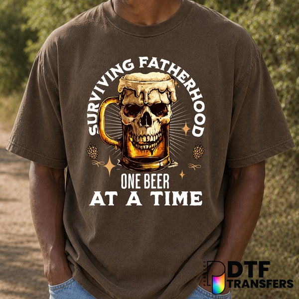 Surviving Fatherhood One Beer At A Time – Father's Day DTF Transfer (view 1 of 2) – by Perfect DTF Transfers – Premade DTF...