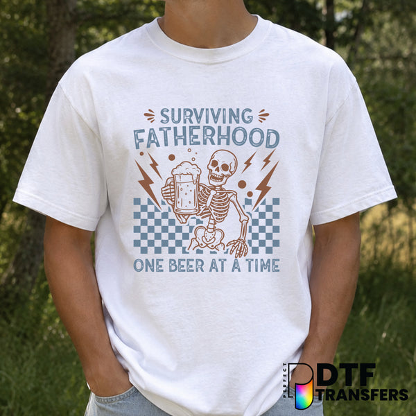Surviving Fatherhood One Beer At A Time – Father's Day DTF Transfer (view 1 of 2) – by Perfect DTF Transfers – Premade DTF...