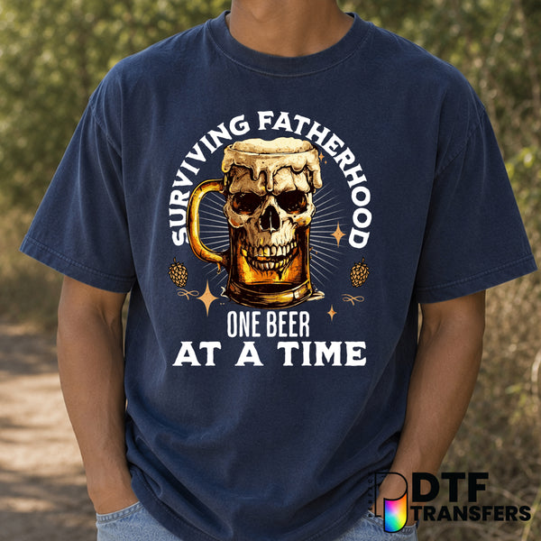 Surviving Fatherhood One Beer At A Time – Father's Day DTF Transfer (view 2 of 2) – by Perfect DTF Transfers – Premade DTF...
