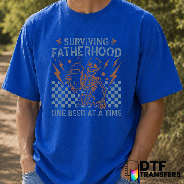Surviving Fatherhood One Beer At A Time – Father's Day DTF Transfer (view 2 of 2) – by Perfect DTF Transfers – Premade DTF...