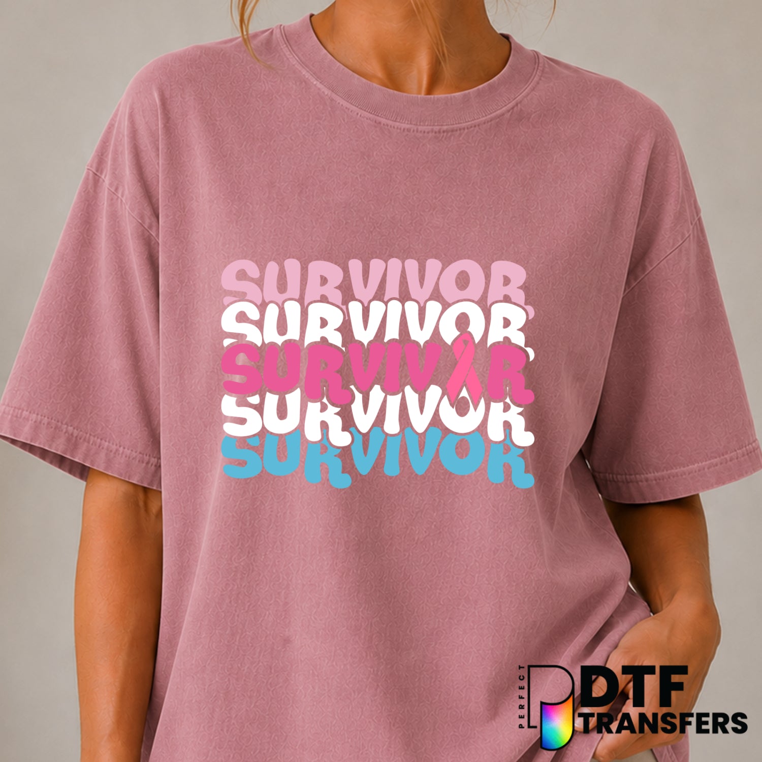 SURVIVOR Breast Cancer Awareness – DTF Transfer (view 1 of 2) – by Perfect DTF Transfers – Premade DTF Transfers – Cancer...