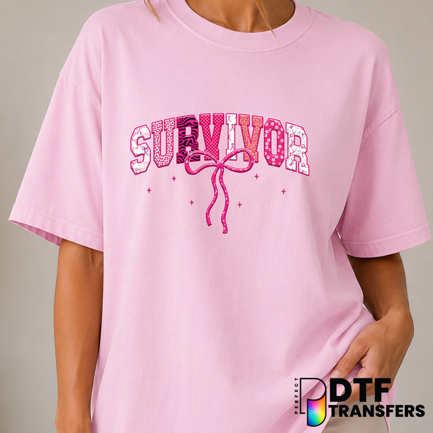 SURVIVOR FIGHTER THRIVER STRONG HOPE – Cancer Awareness DTF Transfer (view 1 of 2) – by Perfect DTF Transfers – Premade DT...