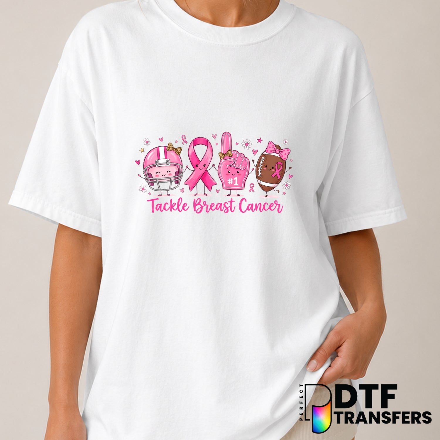 Tackle Breast Cancer – Cancer Awareness DTF Transfer (view 2 of 2) – by Perfect DTF Transfers – Premade DTF Transfers – Ca...
