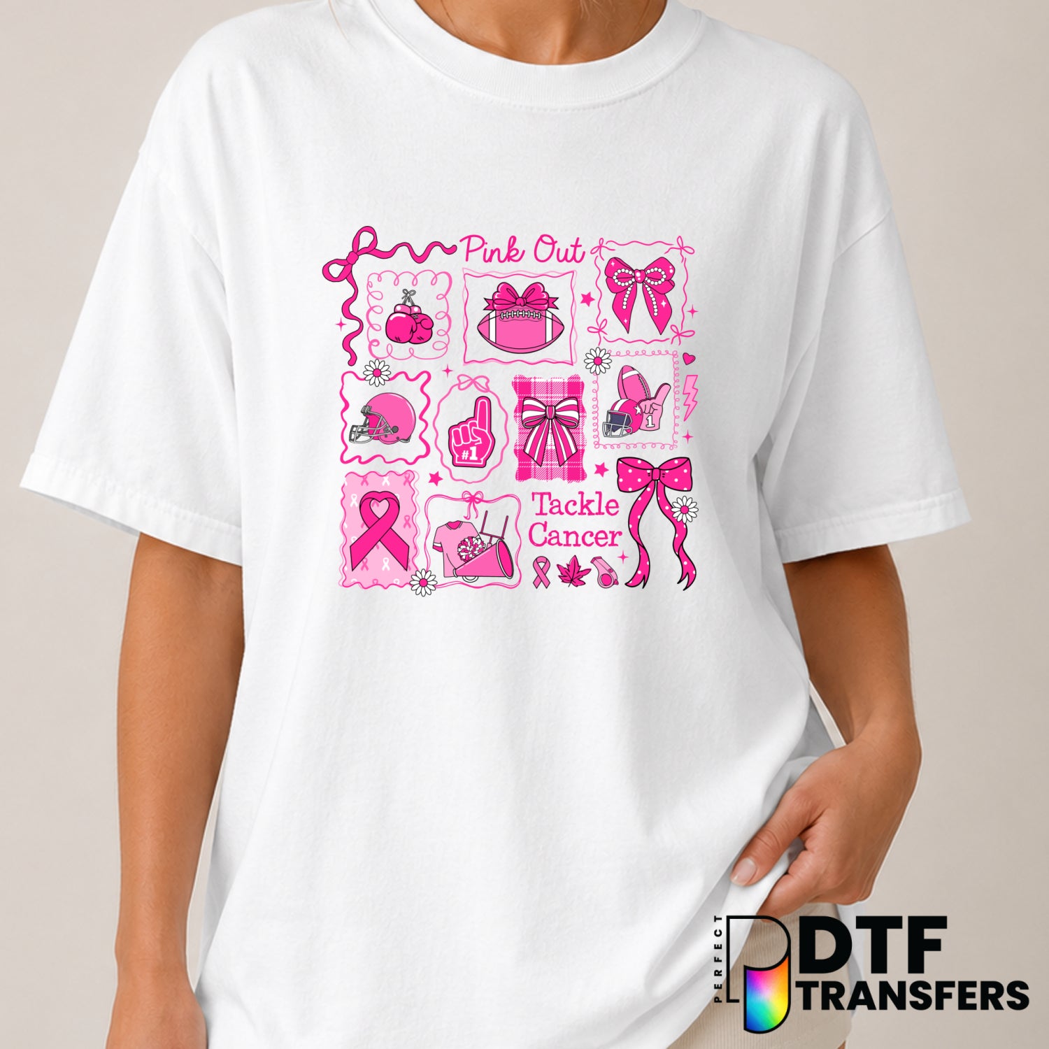 TACKLE CANCER – Cancer Awareness DTF Transfer (view 2 of 2) – by Perfect DTF Transfers – Premade DTF Transfers – Cancer Aw...