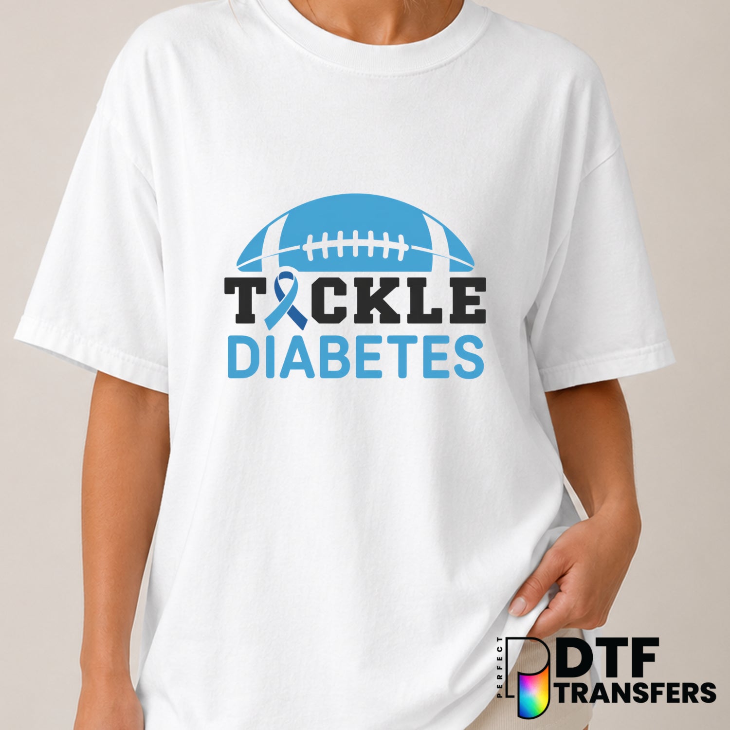 TACKLE DIABETES – Diabetes Awareness DTF Transfer (view 2 of 2) – by Perfect DTF Transfers – Premade DTF Transfers – Diabe...