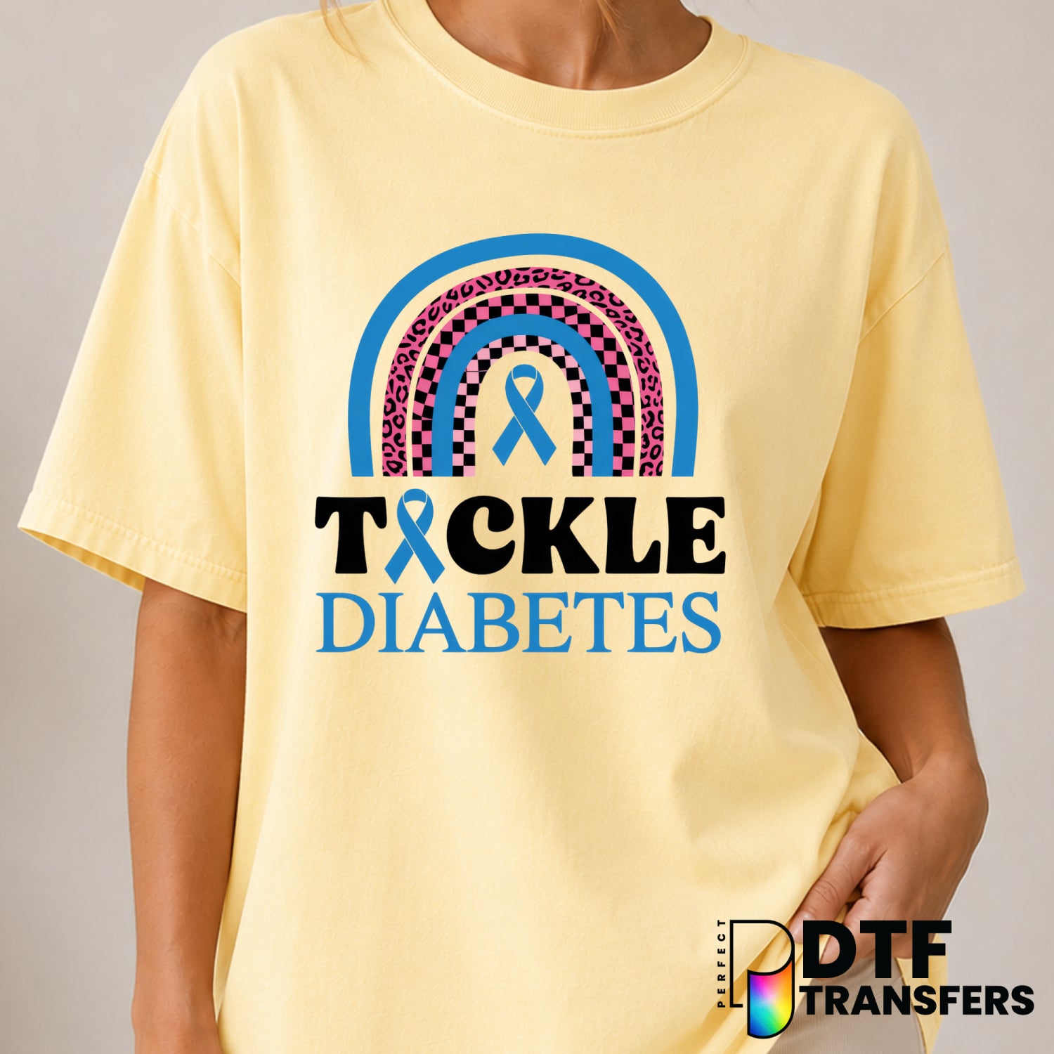 Tackle Diabetes – Diabetes Awareness DTF Transfer (view 2 of 2) – by Perfect DTF Transfers – Premade DTF Transfers – Diabe...
