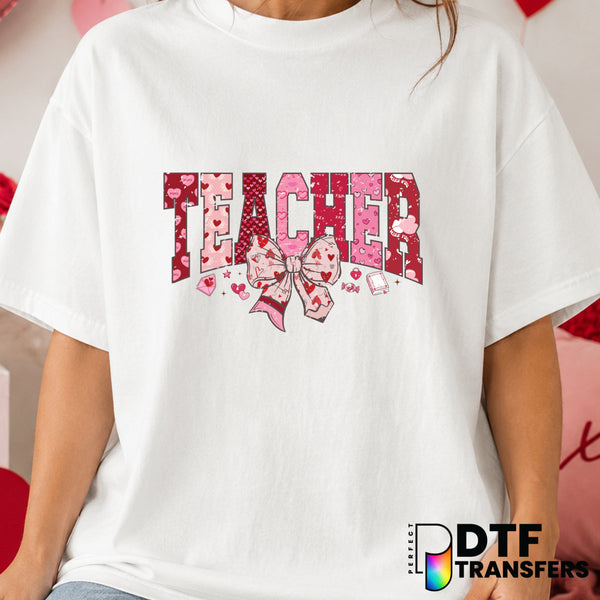 TEACHER – Valentine's Day DTF Transfer (view 1 of 2) – by Perfect DTF Transfers – Premade DTF Transfers – Valentine's Day,...