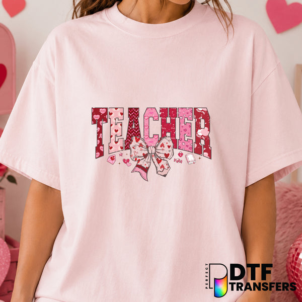 TEACHER – Valentine's Day DTF Transfer (view 2 of 2) – by Perfect DTF Transfers – Premade DTF Transfers – Valentine's Day,...
