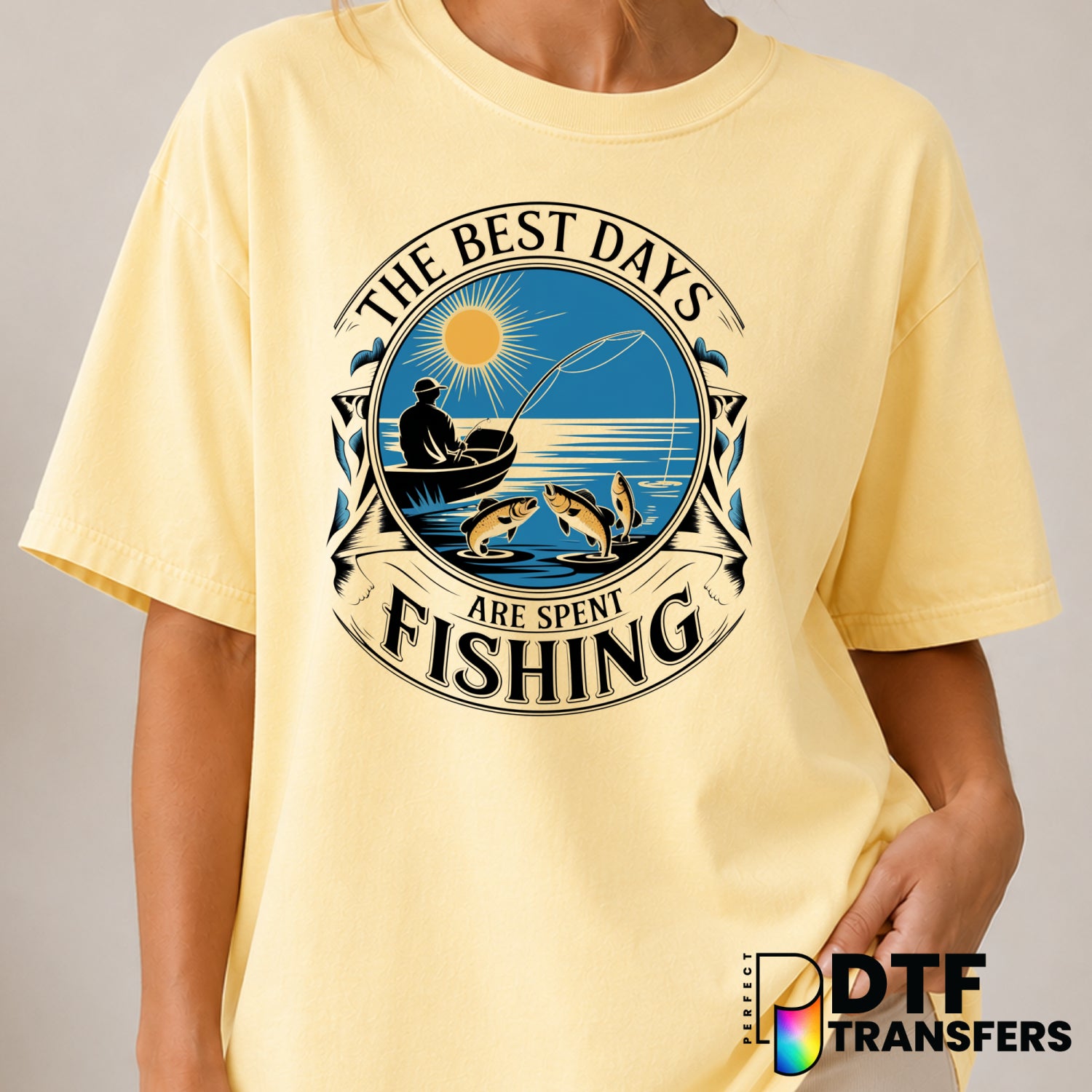 The Best Days Are Spent Fishing – Fishing DTF Transfer (view 1 of 2) – by Perfect DTF Transfers – Premade DTF Transfers –...