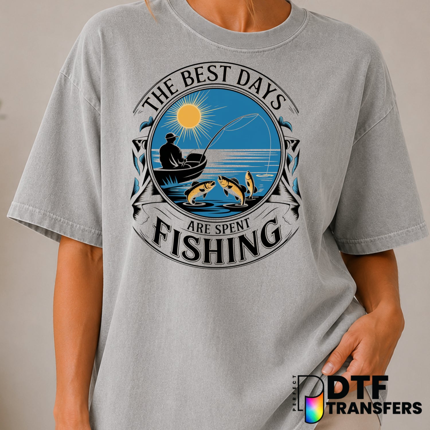 The Best Days Are Spent Fishing – Fishing DTF Transfer (view 2 of 2) – by Perfect DTF Transfers – Premade DTF Transfers –...