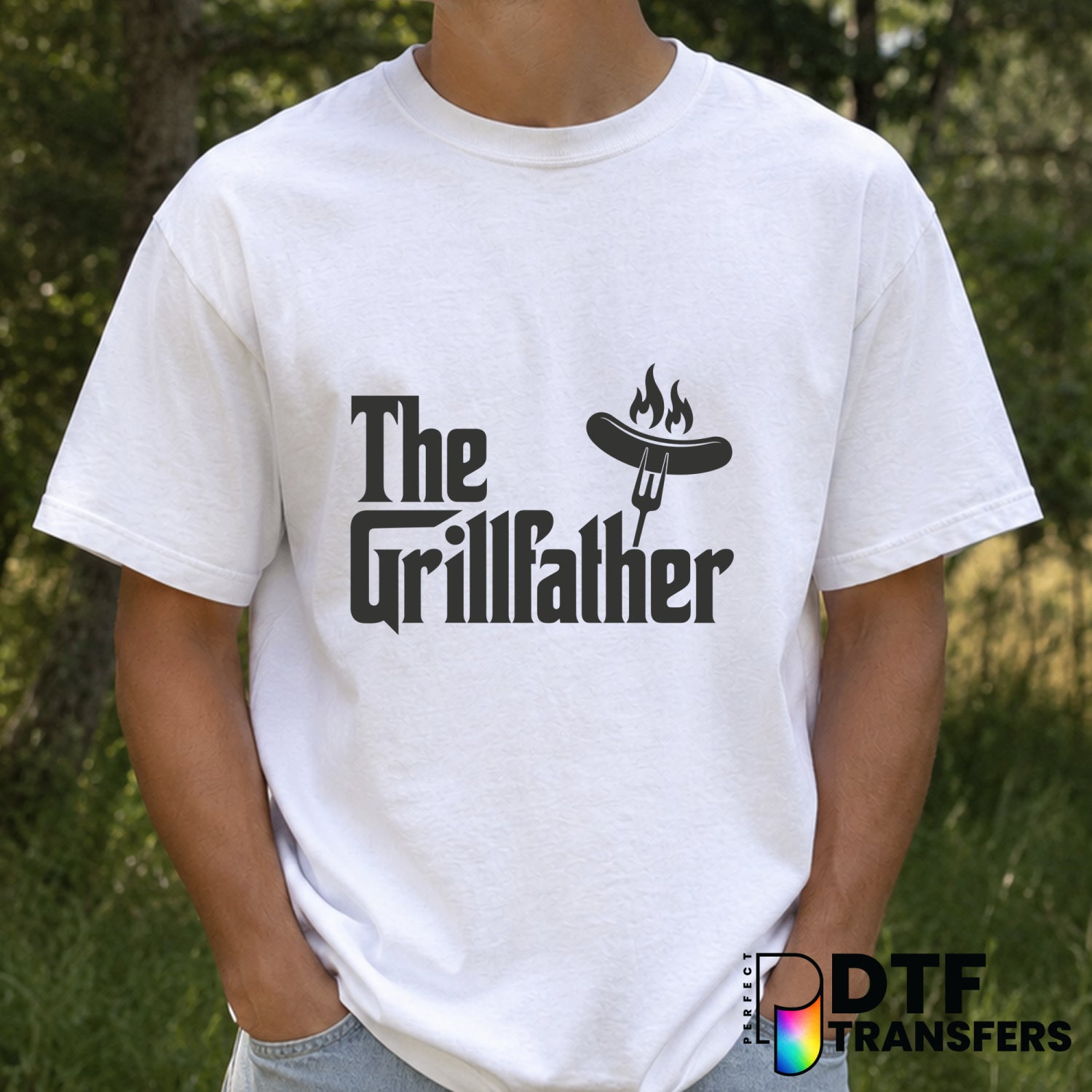The Grillfather BBQ Dad – Father's Day DTF Transfer (view 1 of 2) – by Perfect DTF Transfers – Premade DTF Transfers – Fat...