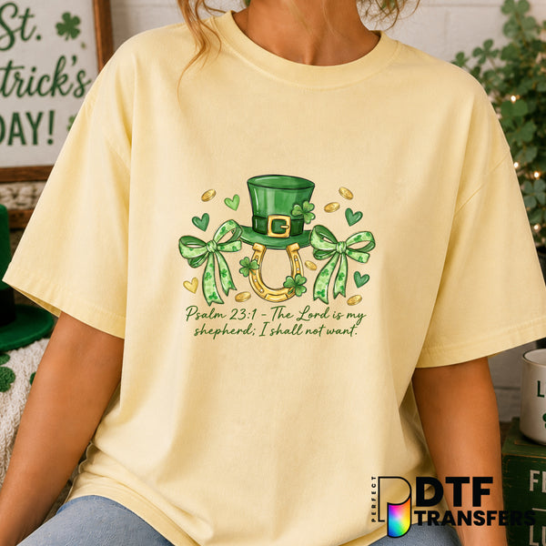 The Lord Is My Shepherd St. Patrick's Day Coquette Gold – DTF Transfer (view 1 of 2) – by Perfect DTF Transfers – Premade...