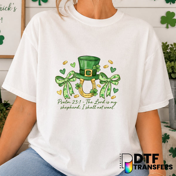 The Lord Is My Shepherd St. Patrick's Day Coquette Gold – DTF Transfer (view 2 of 2) – by Perfect DTF Transfers – Premade...