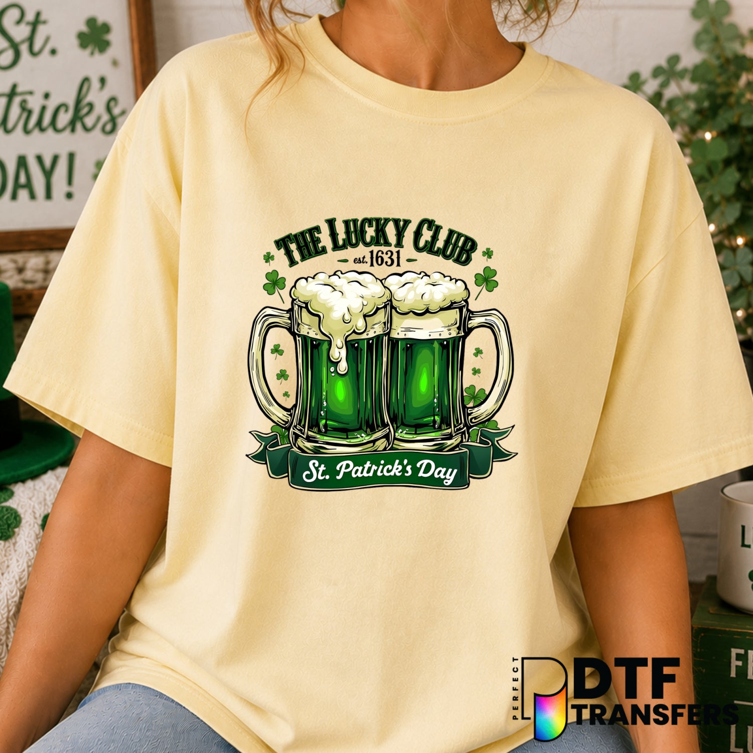 The Lucky Day St. Patrick's Day Beer Mug – DTF Transfer (view 1 of 2) – by Perfect DTF Transfers – Premade DTF Transfers –...