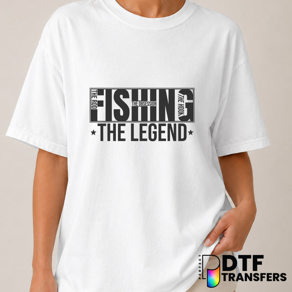 THE ROD THE OBSESSION THE HOOK THE LEGEND – Fishing DTF Transfer (view 2 of 2) – by Perfect DTF Transfers – Premade DTF Tr...