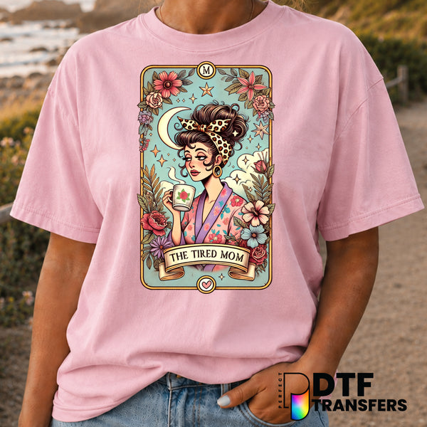 The Tired Mom Tarot Card – Mother's Day DTF Transfer (view 1 of 2) – by Perfect DTF Transfers – Premade DTF Transfers – Mo...