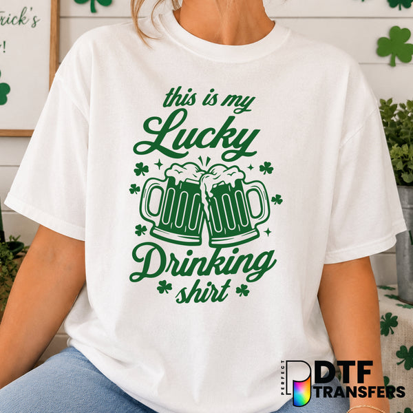 This Is My Lucky Drinking Shirt – St. Patrick's Day DTF Transfer (view 1 of 2) – by Perfect DTF Transfers – Premade DTF Tr...