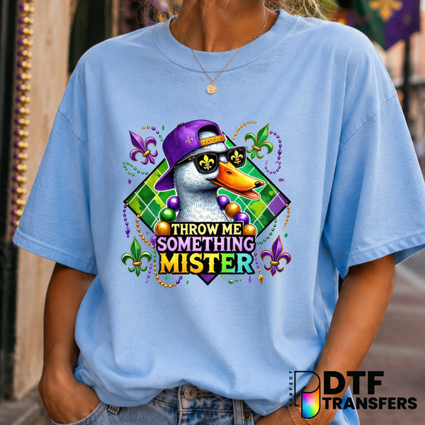 "Throw Me Something Mister" – Mardi Gras DTF Transfer (view 1 of 2) – by Perfect DTF Transfers – Premade DTF Transfers – M...