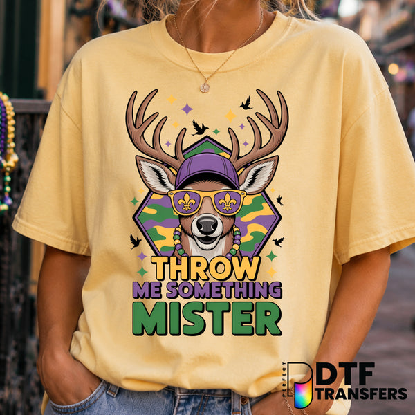 THROW ME SOMETHING MISTER – Mardi Gras DTF Transfer (view 1 of 2) – by Perfect DTF Transfers – Premade DTF Transfers – Mar...