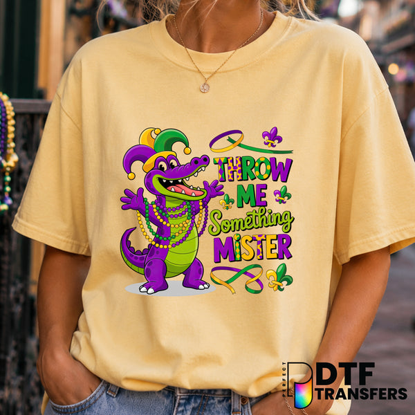 THROW ME SOMETHING MISTER – Mardi Gras DTF Transfer (view 1 of 2) – by Perfect DTF Transfers – Premade DTF Transfers – Mar...