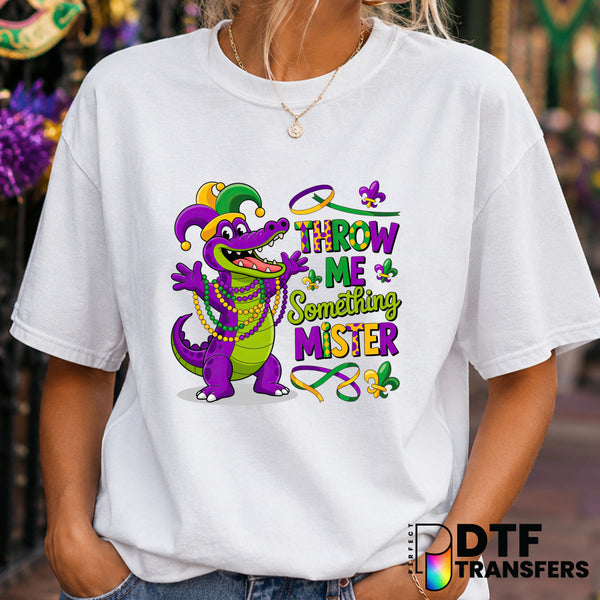 THROW ME SOMETHING MISTER – Mardi Gras DTF Transfer (view 2 of 2) – by Perfect DTF Transfers – Premade DTF Transfers – Mar...