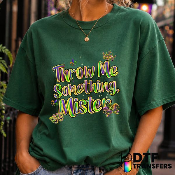 Throw Me Something Mister – Mardi Gras DTF Transfer (view 2 of 2) – by Perfect DTF Transfers – Premade DTF Transfers – Mar...