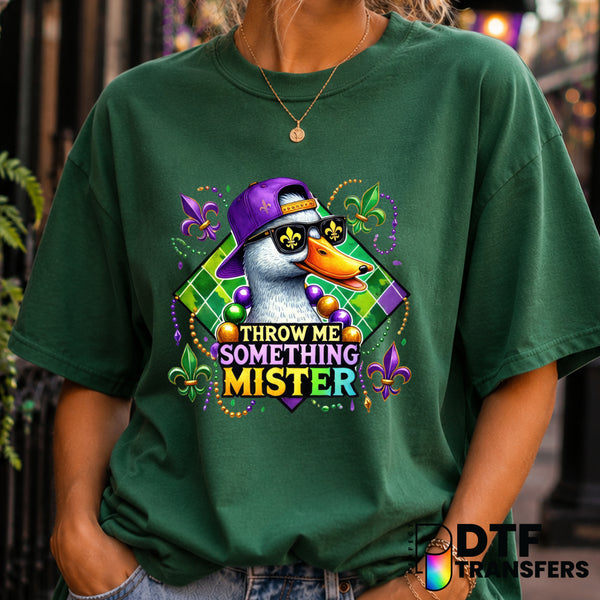 "Throw Me Something Mister" – Mardi Gras DTF Transfer (view 2 of 2) – by Perfect DTF Transfers – Premade DTF Transfers – M...