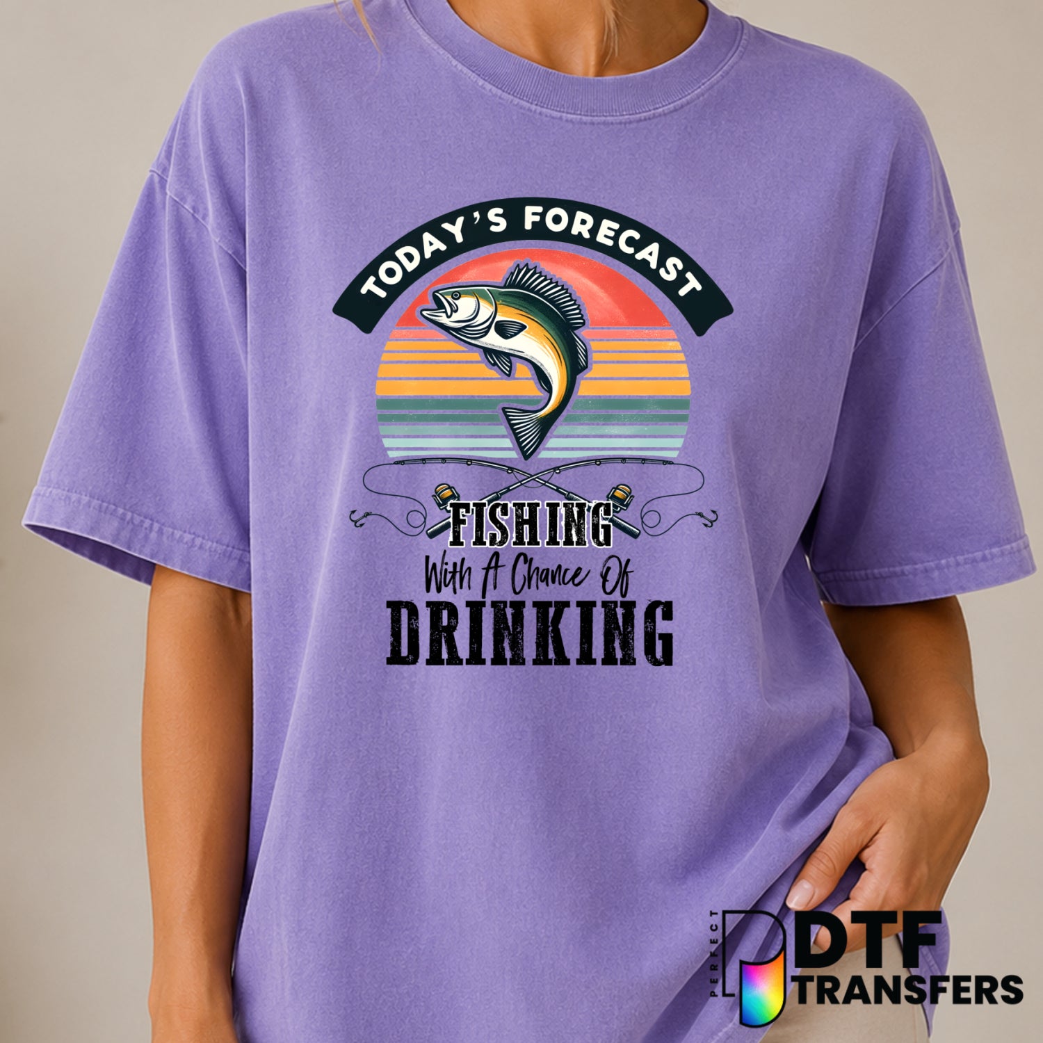 Today's Forecast Fishing With A Chance Of Drinking – Fishing DTF Transfer (view 1 of 2) – by Perfect DTF Transfers – Prema...