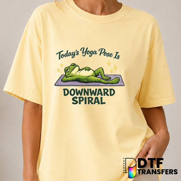 Today's Yoga Pose Is Downward Spiral Sparkle Frog – Mental Health Awareness DTF Transfer (view 1 of 2) – by Perfect DTF Tr...