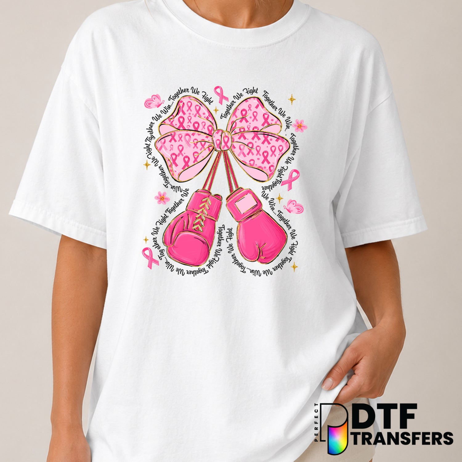 TOGETHER WE FIGHT – Cancer Awareness DTF Transfer (view 1 of 2) – by Perfect DTF Transfers – Premade DTF Transfers – Cance...