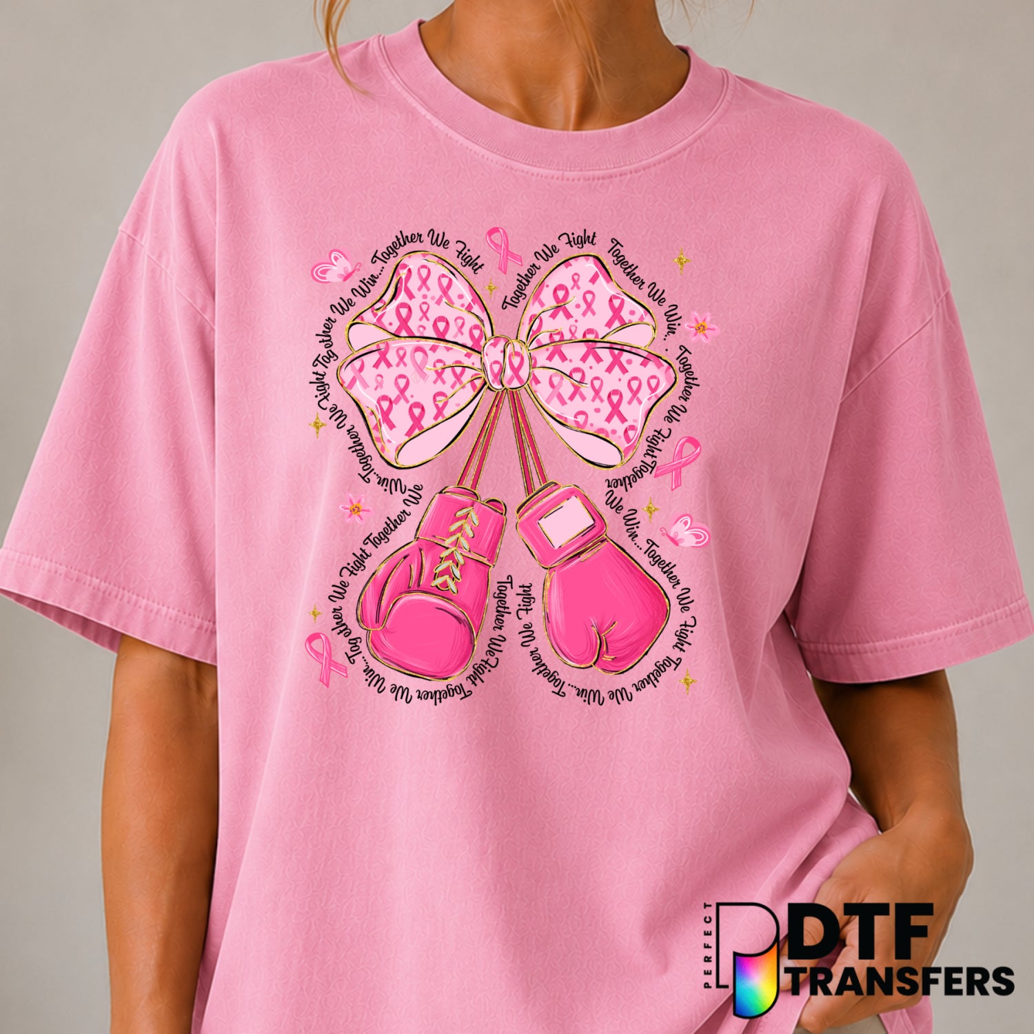 TOGETHER WE FIGHT – Cancer Awareness DTF Transfer (view 2 of 2) – by Perfect DTF Transfers – Premade DTF Transfers – Cance...