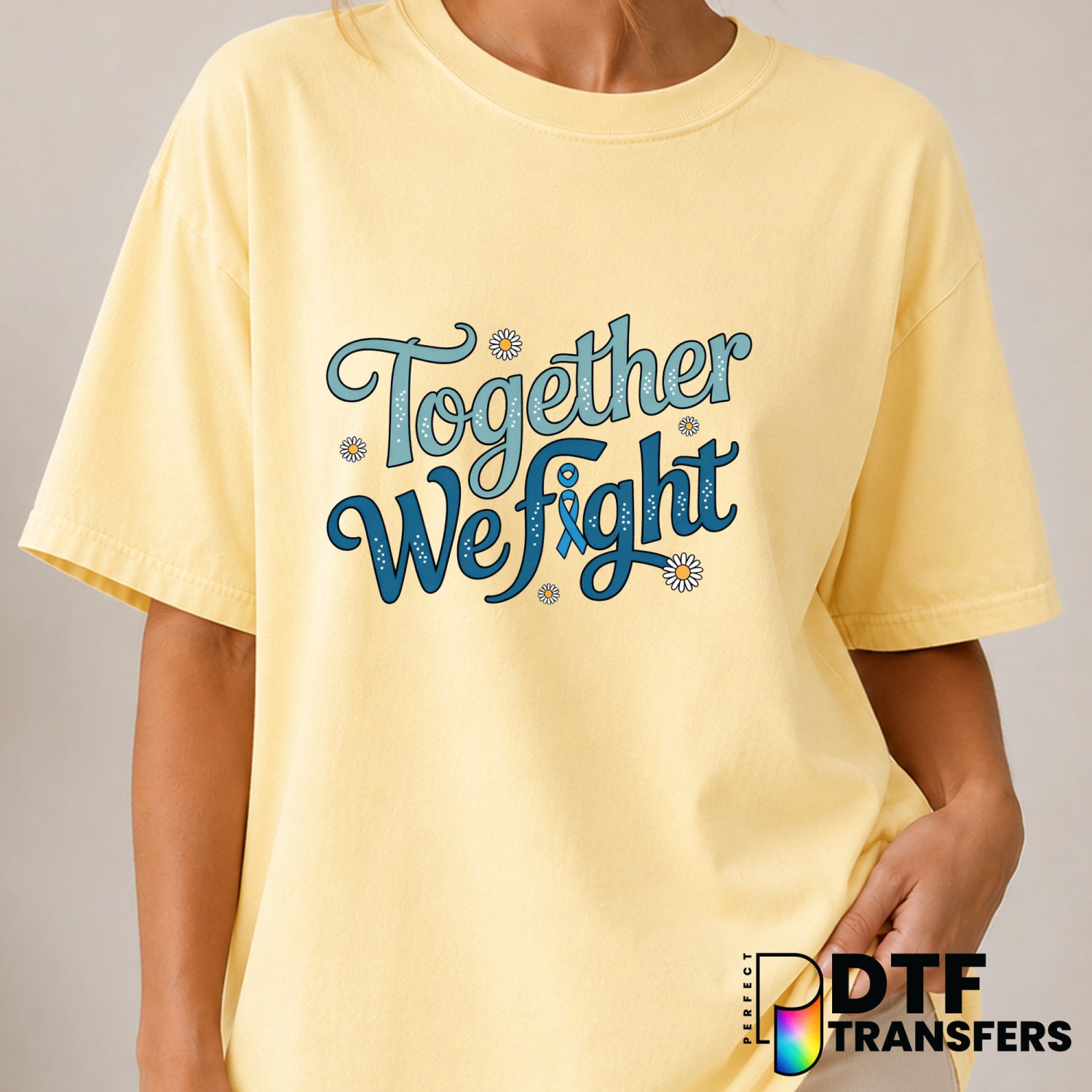 Together We Fight – Diabetes Awareness DTF Transfer (view 2 of 2) – by Perfect DTF Transfers – Premade DTF Transfers – Dia...